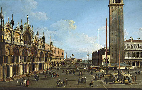 Venedig: Die Piazza und Piazzetta vom Torre dell'Orologio in Richtung St. Giorgio, 1744 | Canaletto