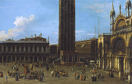 Canaletto | Venice: The Piazza from the Piazzetta with the Campanile and Side of St. Marco, 1744 | Giclée Canvas Print