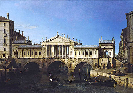 Venice: Caprice View with Palladio's Design for the Rialto, 1744 | Canaletto | Giclée Canvas Print