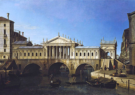 Venice: Caprice View with Palladio's Design for the Rialto, 1744 | Canaletto