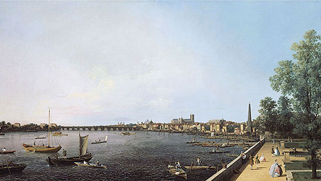 London: The Thames from Somerset House Terrace towards Westminster, c.1750 | Canaletto | Giclée Canvas Print