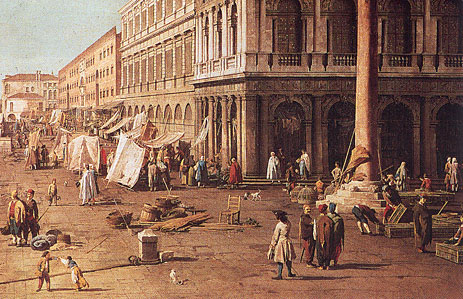 Molo with the Library, Looking Towards the Zecca (Detail), b.1740 | Canaletto | Giclée Canvas Print