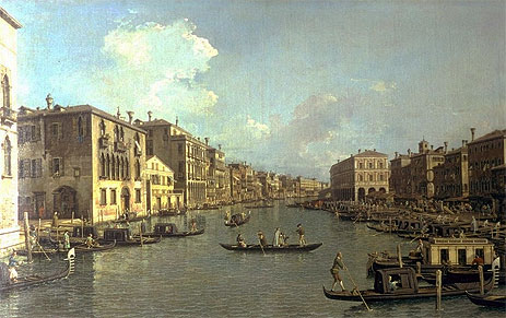 Grand Canal from the Campo Santa Sofia towards the Rialto Bridge, c.1758 | Canaletto | Giclée Canvas Print