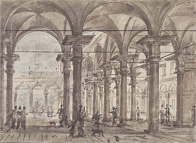 Architectural Design (Piazza with Open Colonnade), n.d. | Canaletto | Giclée Paper Art Print
