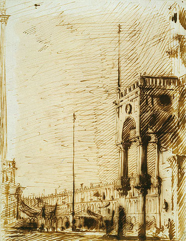 Die Piazza nach Nordwesten mit der Vorhalle von San Marco, c.1725 | Canaletto