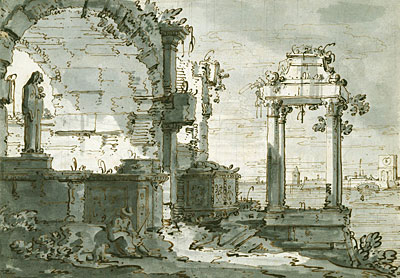 Canaletto | A Capriccio of Church Ruins on the Shores of the Lagoon, c.1740/45 | Giclée Paper Art Print