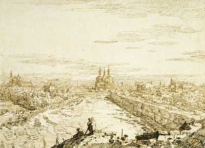 Padua: Ein entfernter Blick auf Santa Giustina und Sant'Antonio von den Wällen, c.1742 | Canaletto