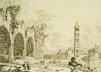 Rom: das Forum mit der Basilika von Konstantin und S. Francesca Romana, c.1742 | Canaletto