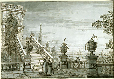 Ein Capriccio mit einer monumentalen Treppe, c.1755/60 | Canaletto