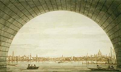 London: die Stadt gesehen durch einen Bogen der Westminster Bridge, c.1750 | Canaletto