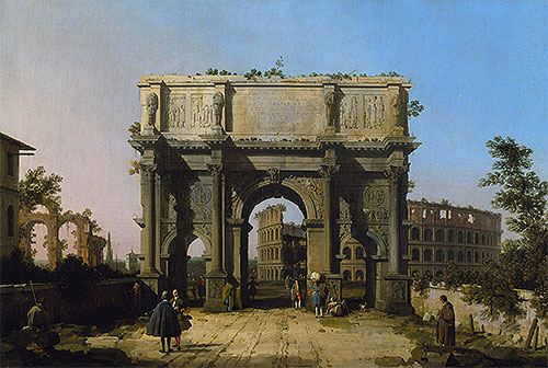 Blick auf den Konstantinsbogen mit dem Kolosseum, c.1742/45 | Canaletto