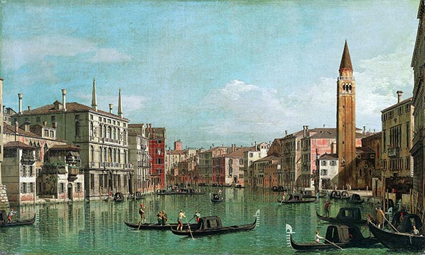 Der Canal Grande in Venedig mit Blick nach Südosten, rechts der Campo della Carità, c.1730/40 | Canaletto | Giclée Leinwand Kunstdruck
