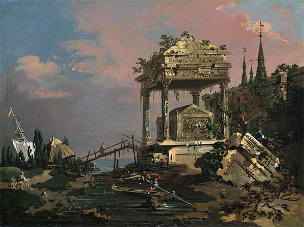 Imaginary View with a Tomb by the Lagoon, c.1740/45 | Canaletto | Giclée Canvas Print