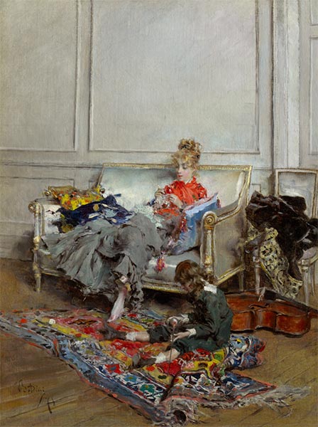 Giovanni Boldini | Young Woman Crocheting, 1875 | Giclée Canvas Print
