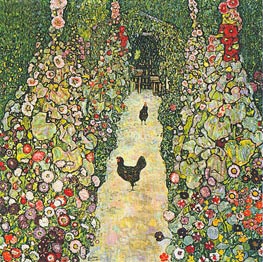Klimt | Garden Path with Chickens | Giclée Canvas Print