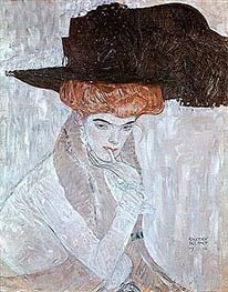 Woman with Black Feather Hat, 1910 by Klimt | Canvas Print