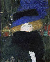 Lady with Hat and Feather Boa, 1909 by Klimt | Canvas Print
