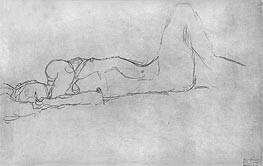 Reclining Female Nude, c.1914 by Klimt | Paper Art Print