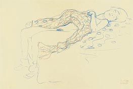 Reclining Semi-Nude, 1913 by Klimt | Paper Art Print