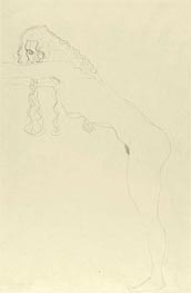 Nude with Long Hair and Forward Leaning Torso, c.1907 von Klimt | Papier-Kunstdruck