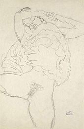 Reclining Semi-Nude with Spread Legs, c.1917/18 von Klimt | Papier-Kunstdruck