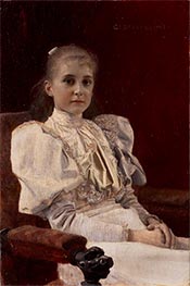 Sitzendes junges Mädchen, 1894 von Klimt | Leinwand Kunstdruck