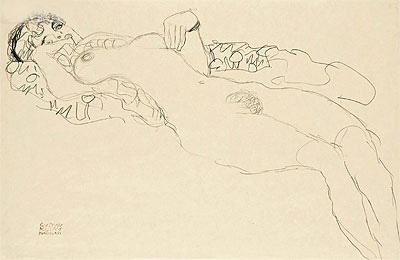 Klimt | Reclining Female Nude, c.1914/15 | Giclée Papier-Kunstdruck