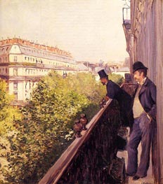 Balkon, Boulevard Haussmann, 1880 von Caillebotte | Leinwand Kunstdruck