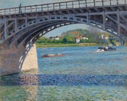 Die Brücke von Argenteuil und die Seine, c.1883 von Caillebotte | Leinwand Kunstdruck
