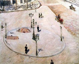 Traffic Island on Boulevard Haussmann | Caillebotte | Painting Reproduction