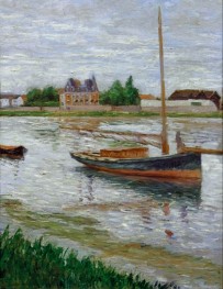Anchored Boat on the Seine in Argenteuil, c.1888/91 by Caillebotte | Canvas Print