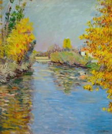 The Small Arm of the Seine, Autumn Atmosphere, 1890 by Caillebotte | Canvas Print