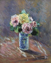 Yellow and Red Roses in a Crystal Vase, 1887 by Caillebotte | Canvas Print