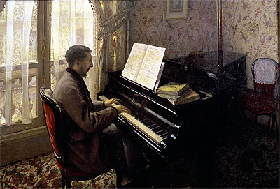 Young Man Playing the Piano, 1876 | Caillebotte