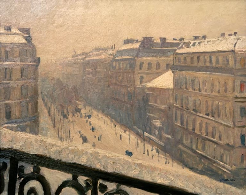 Boulevard Haussmann, Snow, c.1880 | Caillebotte | Giclée Canvas Print