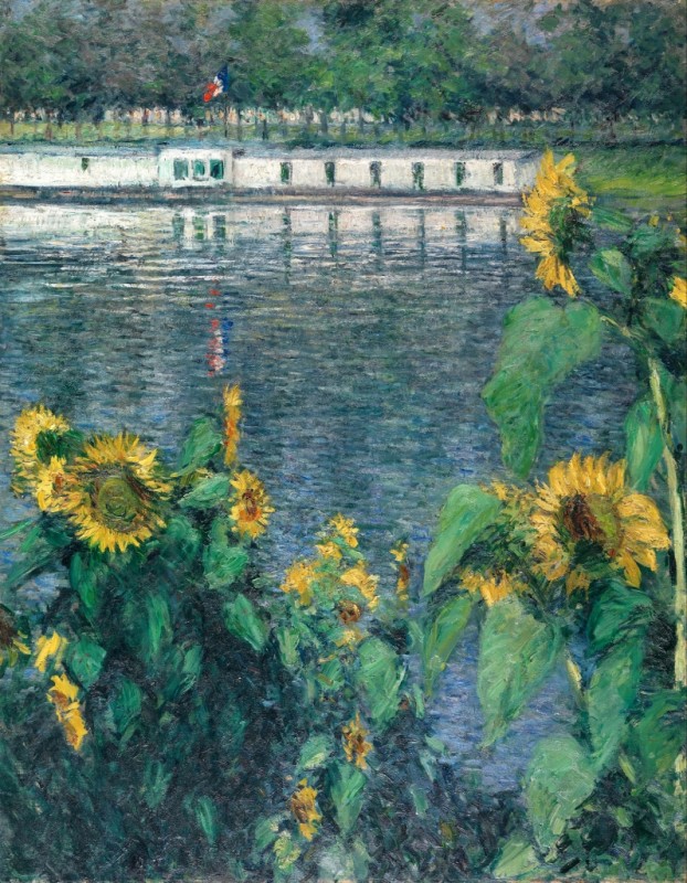 Sonnenblumen an den Ufern der Seine, c.1886 | Caillebotte | Giclée Leinwand-Kunstdruck