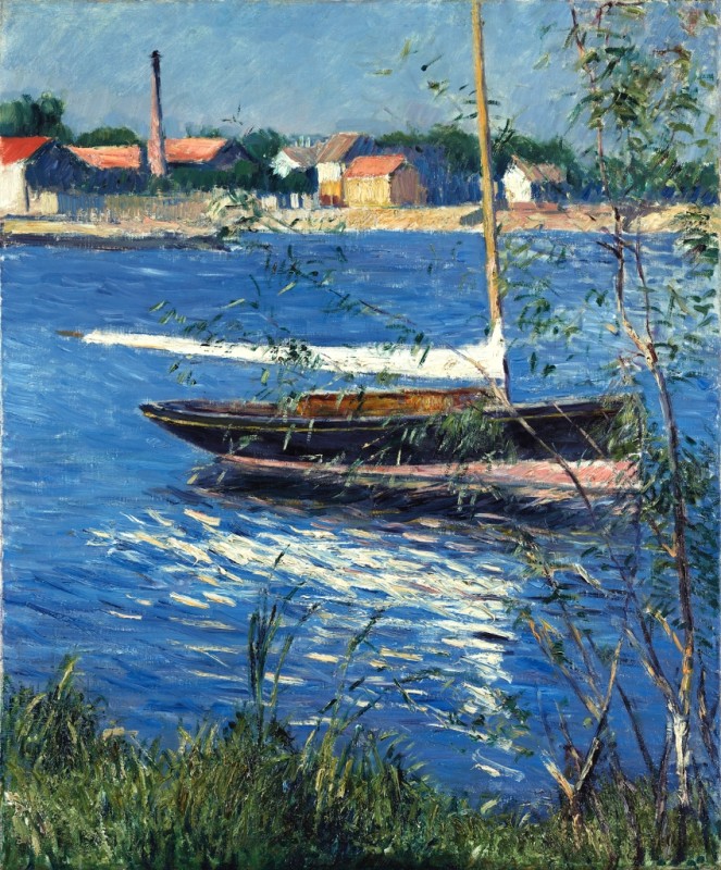 Verankertes Boot auf der Seine bei Argenteuil, c.1884 | Caillebotte | Giclée Leinwand-Kunstdruck