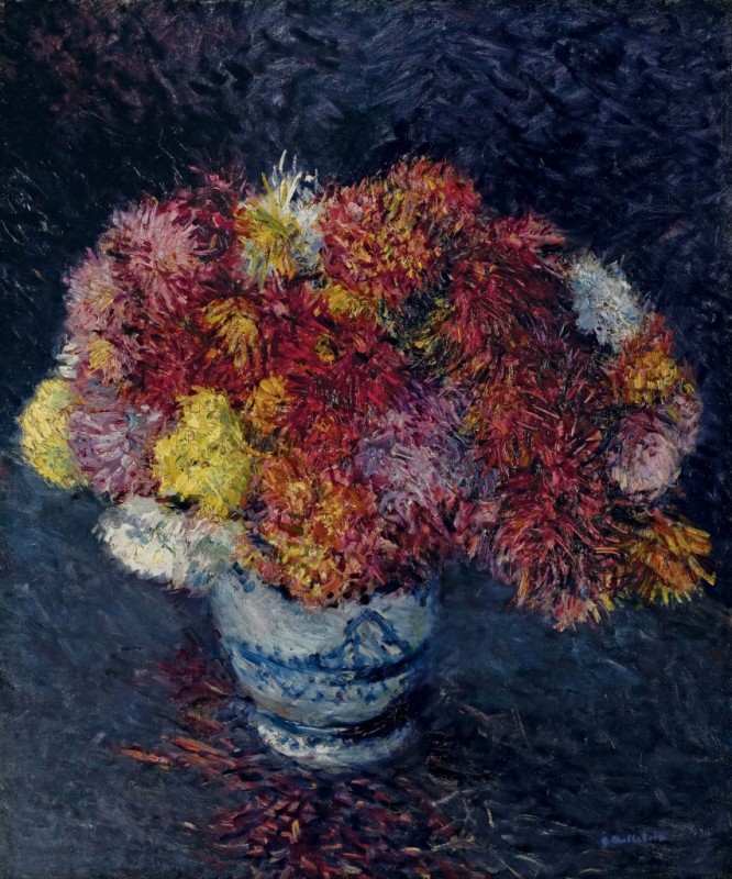 Strauß mit Chrysanthemen, c.1883/93 | Caillebotte | Giclée Leinwand-Kunstdruck