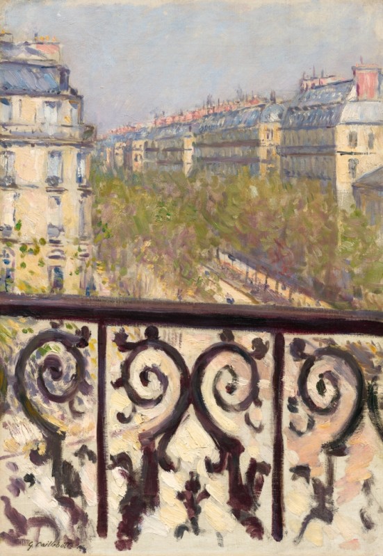 Ein Balkon, Boulevard Haussmann, 1880 | Caillebotte | Giclée Leinwand-Kunstdruck