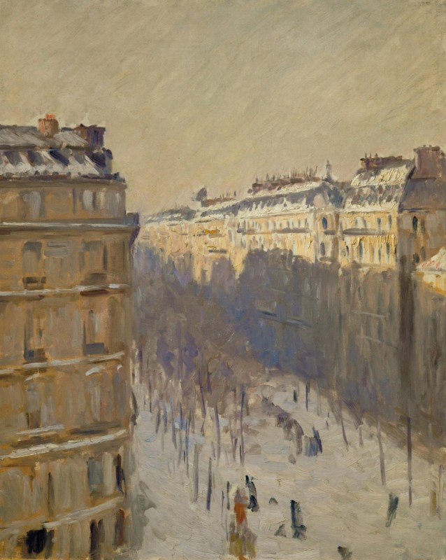 Boulevard Haussmann in the Snow, 1880 | Caillebotte | Giclée Canvas Print