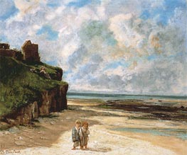 The Beach at Saint-Aubin-sur-Mer, 1867 von Courbet | Leinwand Kunstdruck