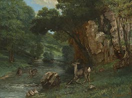 Courbet | Roe Deer at a Stream | Giclée Canvas Print