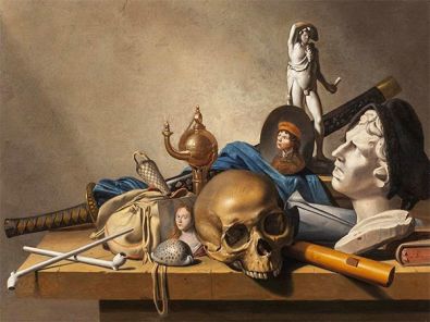 【レビューで送料無料】 Bust, a with Life Still Vanitas A a and Sculpture standing 絵画
