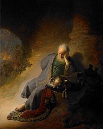 Jeremia beklagt die Zerstörung Jerusalems, 1630 von Rembrandt | Leinwand Kunstdruck