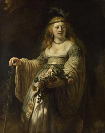 Flora (Saskia van Uylenburgh in Arcadian Costume) | Rembrandt | Painting Reproduction