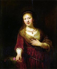 Saskia with a Red Flower | Rembrandt | Painting Reproduction