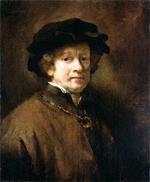 Rembrandt | Self Portrait with Cap and Gold Chain, 1654 | Giclée Canvas Print