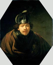 Rembrandt | Self Portrait with Helmet, 1634 | Giclée Canvas Print