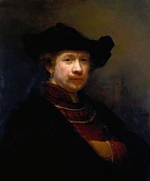 Self Portrait in a Flat Cap | Rembrandt | Gemälde Reproduktion