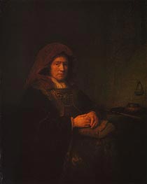 Rembrandt | Old Woman Holding Glasses, 1643 | Giclée Canvas Print
